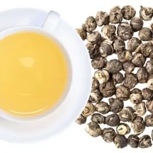 Organic Jasmine Dragon Pearls and white cup