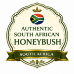Authentic South African Honeybush badge representing naturally caffeine-free herbal tea from South Africa.
