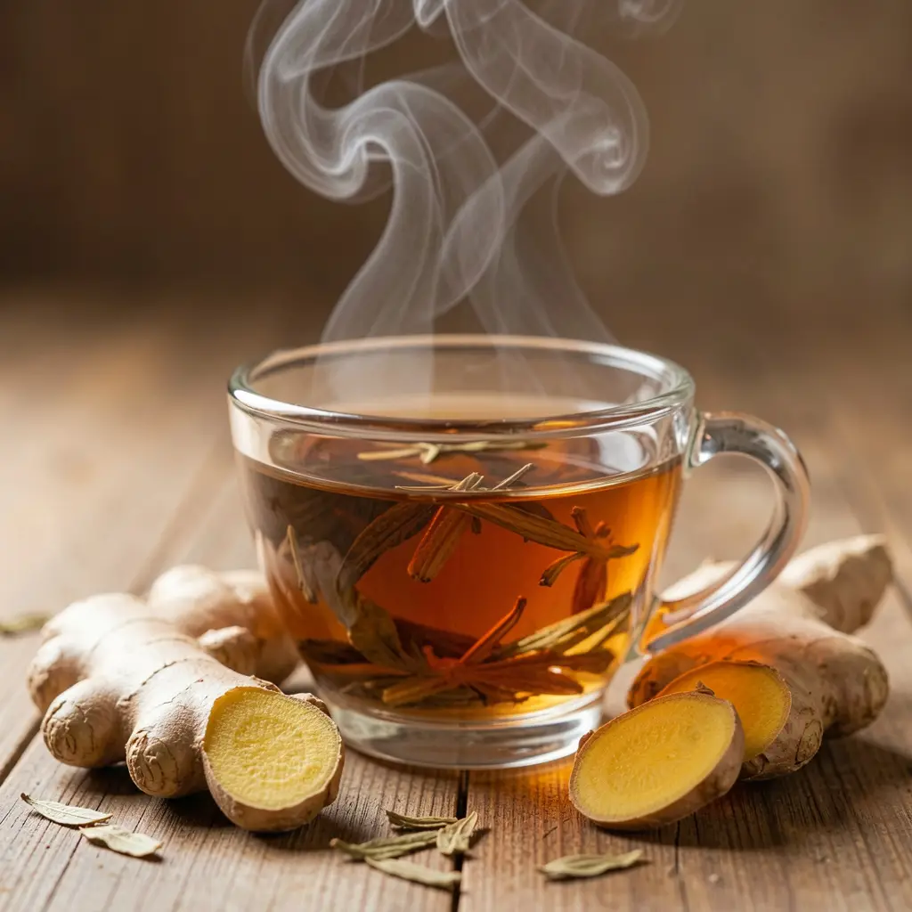 Evening Hour Ayurveda organic herbal sleep tea in a cozy nighttime setting