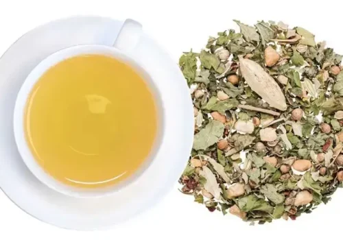 Organic Kapha Ayurveda Herbal Tea with ginger, cinnamon, cloves and licorice, a naturally caffeine-free Ayurvedic-inspired blend.